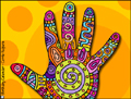 hand,funky,colorful,psychedelic,waving,goodbye,groovy,60ies,