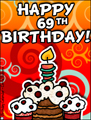 age specific birthday cards, 69 years old, 69th birthday, happy birthday,
