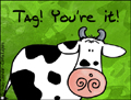 tag, tag youre it, cow, exchange cards, card war, greetings
