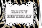 Fancy Flourishes and Zebra Happy birthday Card