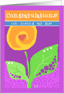 Congratulations! Weight loss 40 lbs yellow flower and heart card