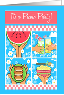 Picnic Party Invitation, Watermelon, Potato Salad, Hot Dogs, Lemonade card