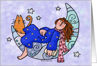 Girl and Ginger Cat Follow Your Dreams Encouragement card