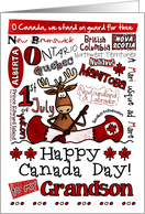 Grandson - Happy Canada Day - Canoe moose card