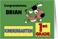 Personalized Congratulations on Graduating Kindergarten Dog with Cap card