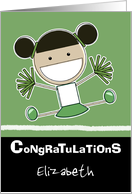 Personalized Congratulations on making Cheerleader Dark Haired Girl card