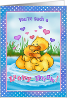For Him Lucky Duck Humor Happy Valentines Day card