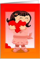 NIbbling Heart Girl Valentine card