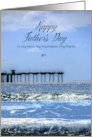 Father’s Day Ocean Beach Pier California with Surf and Flying Pelican card