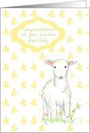 First Baby Congratulations Lamb Yellow Flower Blossom card