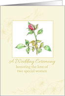 Lesbian Wedding Invitation Pink Rose Watercolor Art card