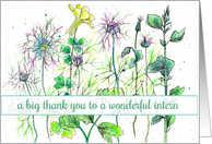 Thank You Wonderful Intern Wildflowers Watercolor Illustration card