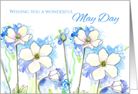 Wishing You A Wonderful May Day White Anemone card