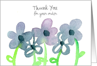 Thank You For Your Purchase Gray Flowers Custom card