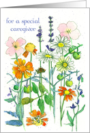 Happy Birthday Caregiver Flowers Honey Bee card