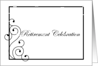 Retirement Party Invitation Black White Elegant Flourish card