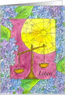 Happy Birthday Libra Astrology Hydrangea Flowers card