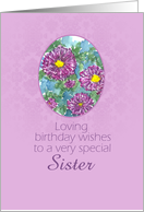 Happy September Birthday Sister Purple Aster Flowers card