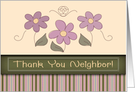 Thank You Neighbor! Pretty Pink Flowers and Stripes, Stitched Look card