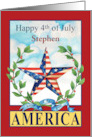 Happy 4th July America Custom Name Card Patriotic Star card