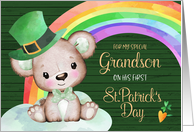 Teddy Bear and Rainbow Special Grandson’s First St. Patrick’s Day card