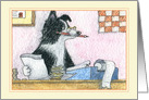 Border Collie Dog Accountant Completing a Tax Return card