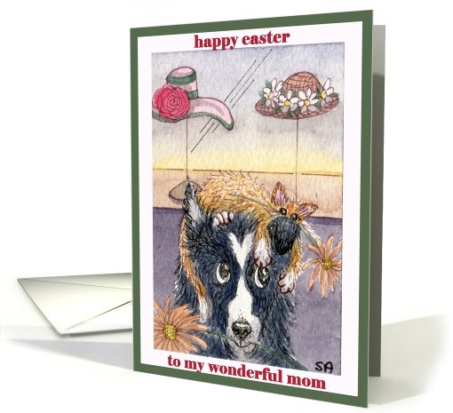 Happy Easter traditional paper greeting card for mom dog... (399409)