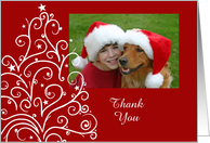Christmas Tree Thank You Photo Card Red and White card