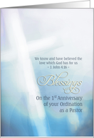 Blessings, 1st Anniversary, Ordination Pastor, cross card
