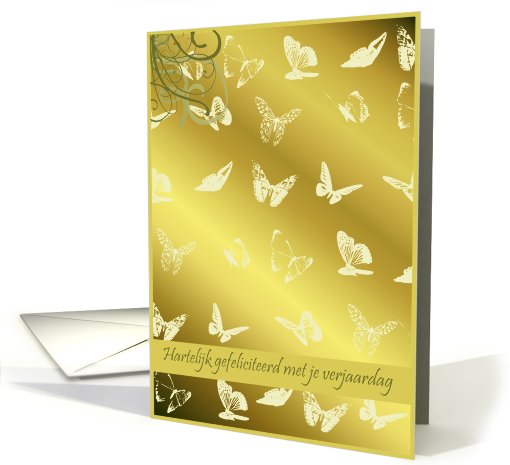 hartelijk gefeliciteerd met je verjaardag gold butterflies card