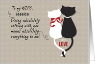 Custom Name Wife Valentines Day with Cats card