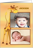 Customizable Photo Name Big Brother Congratulations Giraffe Jackson card