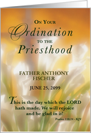 Priesthood Ordination Customizable Name and Date Lilies and Cross card