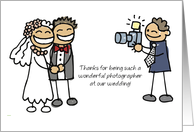 Thank You to Photographer with Stick Figures Wedding card