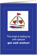 Get Well after Surgery with Sailboat on Blue for Child card