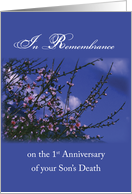 Remembrance 1st Anniversary Death of Son Religious card