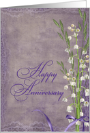 Lily Of The Valley Bouquet With Lace Border For Anniversary card