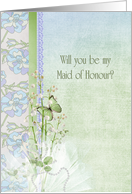 friend, Maid of Honour, lily of the valley, wedding, butterfly card