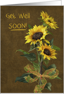 Get Well Soon with sunflower bouquet card