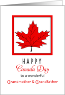 For Grandmother & Grandfather Canada Day Greeting Card-Red Maple Leaf card