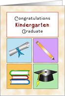 Kindergarten Graduate Graduation Greeting Card-Pencil-Diploma-Hat-Book card