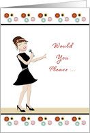 Wedding Singer Invitation Request-Retro Girl-Microphone card