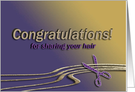 Congratulations for sharing your hair, Hair and Scissors card