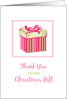 Pink, Green Gift Box, Holiday Gift Thank You card