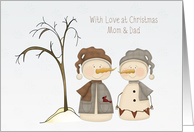 Snow Couple, Christmas, Mom and Dad card