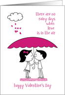 Loving Couple Under Pink Umbrella, Valentine’s Day card
