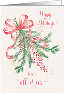 Happy Holidays from All of Us Seasonal Floral card
