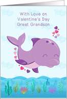 For Great Grandson - Purple Dolphin Valentine card