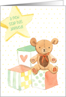 New Baby Congratulations with Blocks, Bear and Star card