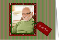 Thank You, Christmas Gift, Plaid Frame, Tag Photo Card